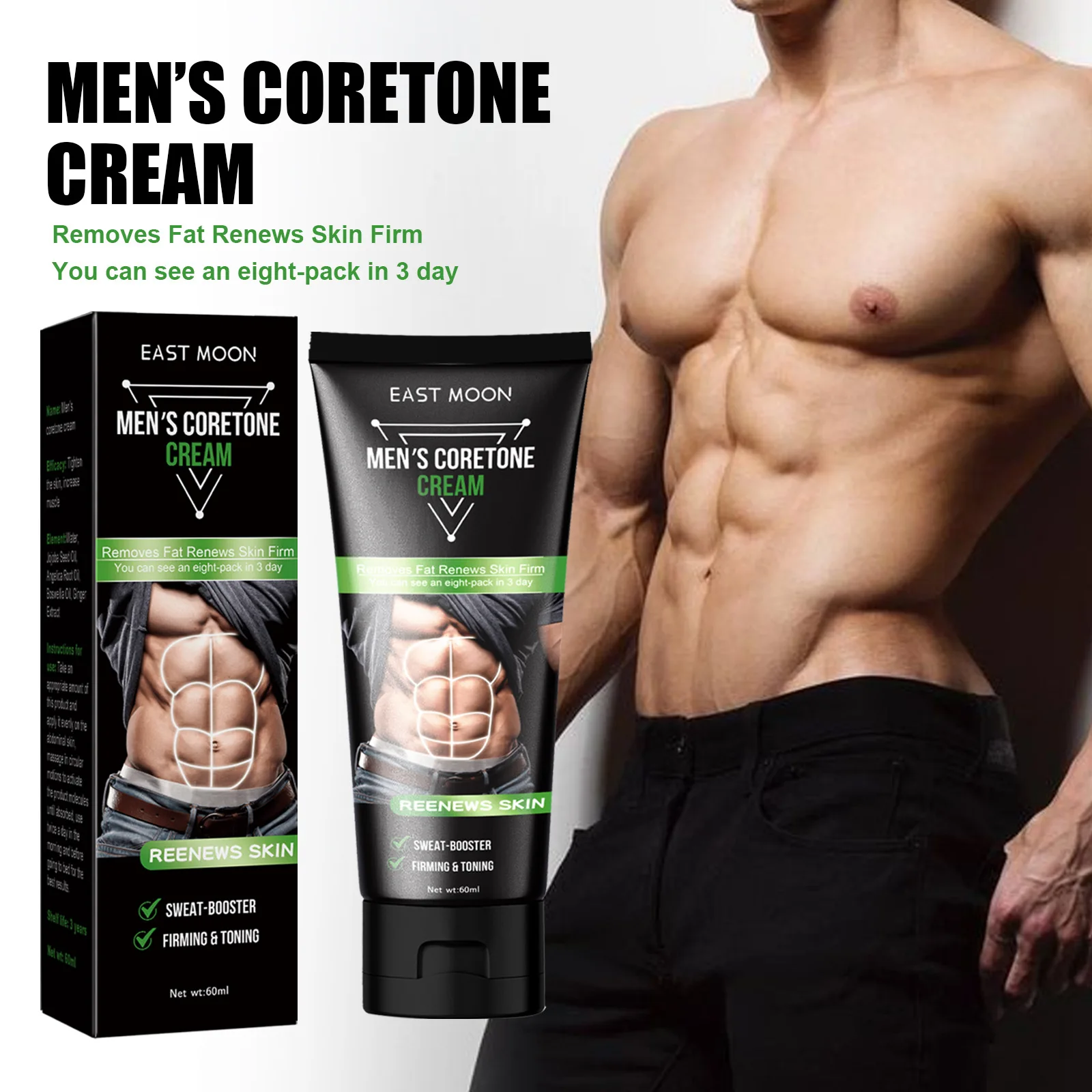 Crema adelgazante para hombres, quemador de grasa del vientre, eliminador de celulitis, pérdida de peso, quema grasa, aumenta el estiramiento muscular, crema muscular Abdominal