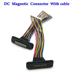 1set 2A 12Pin 20Pin DC Magnetic Pogo Pin Connector Pogopin Male Female With ribbon cable Spring Loaded DC Power Socket