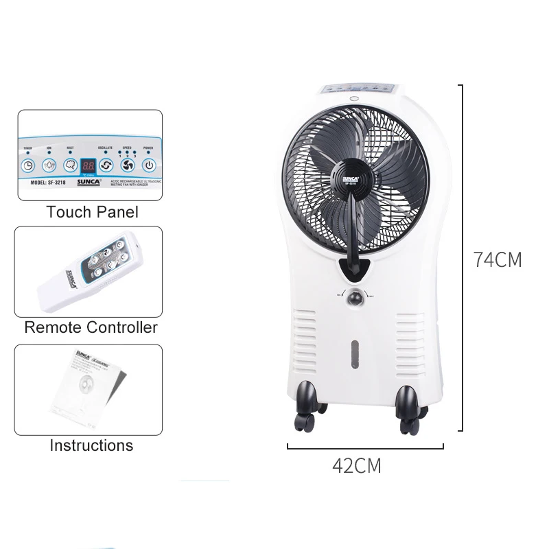 2024 new smart home appliances rechargeable water air cooler humidifier mist Water Spray fan