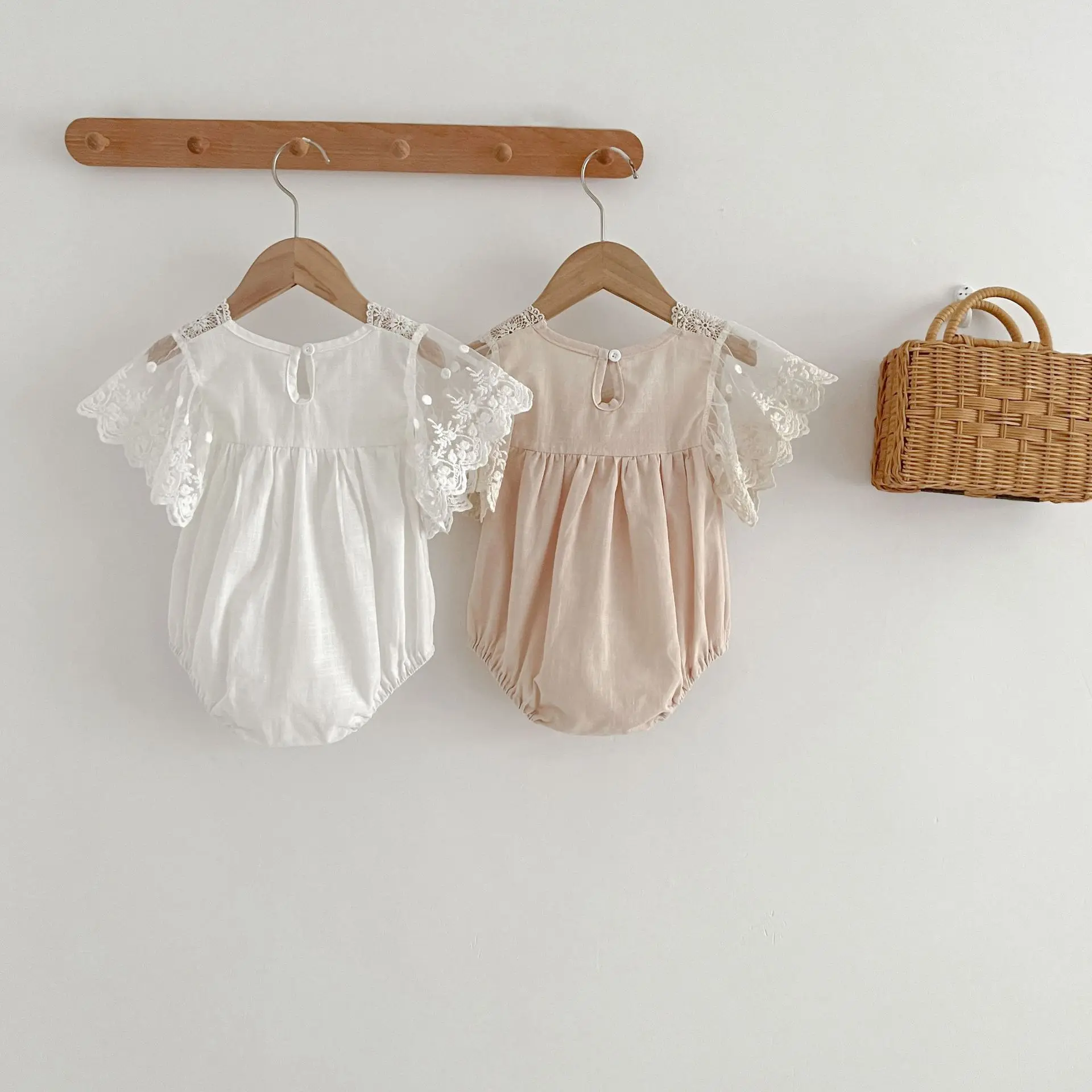 Baby Newborn Items Summer Newborn Baby Girl Romper Thin Large Sleeve Ruffle Bottom Crawling Suit Infant Clothing Toddler Onesie