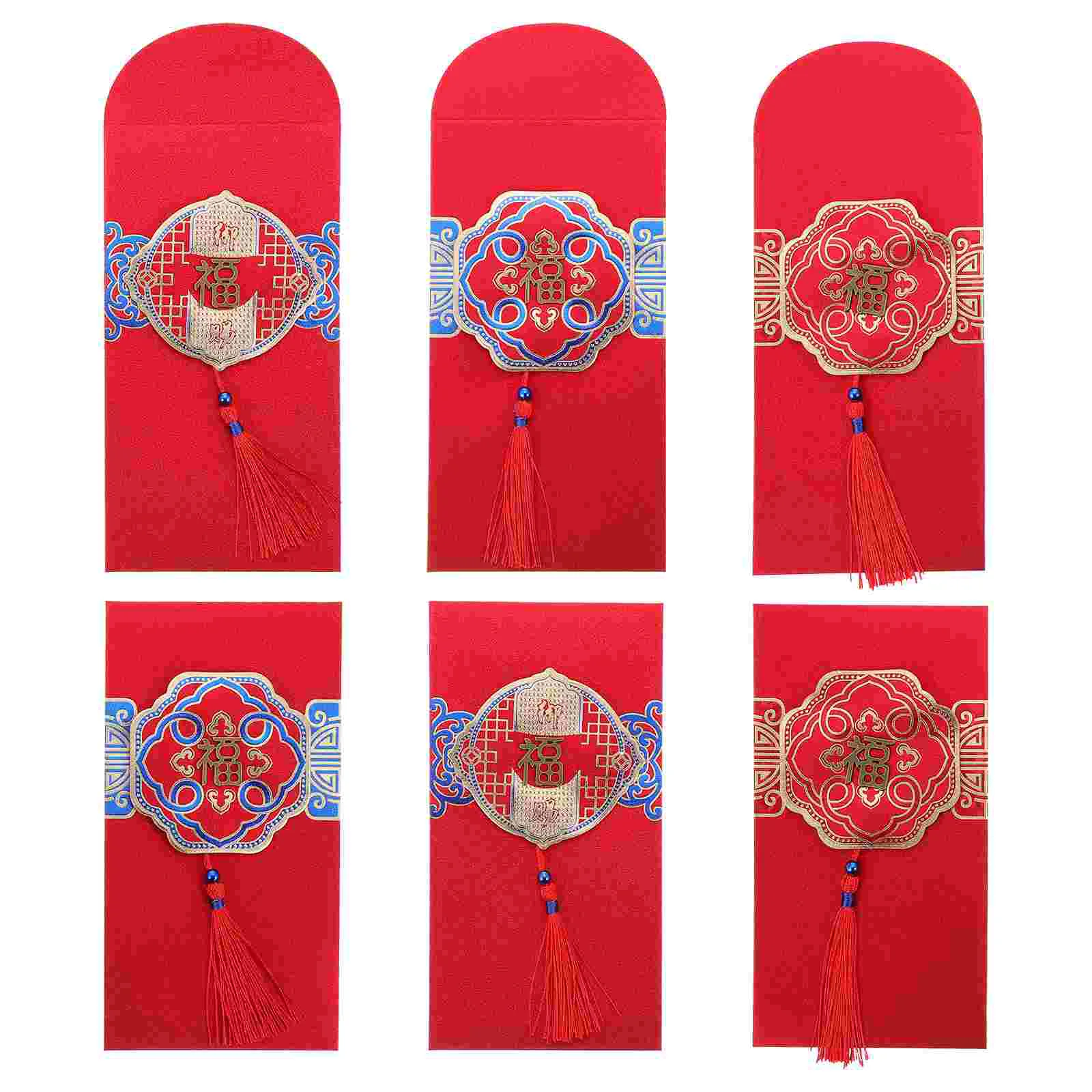

6 Pcs Tassel Envelope Money Pocket Chinese Style Storage Bag Packet Exquisite Paper Creative