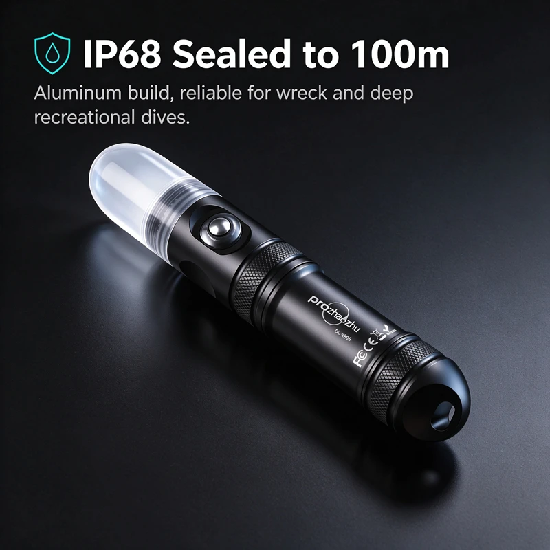 PROZHAOZHU 4000 Lumen LED Underwater Beacon Diving Signal Light 100M Range IP68 21700 Rechargeable High Power Diving Strobe
