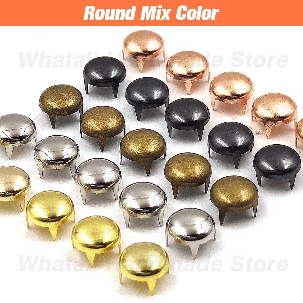 100Pcs 6/7/8/9/10/12mm Metal Spike Rivets Square/Round Studs Punk Rock Leather Craft For Clothes/Shoes/Bags/Belt/Bracelets DIY