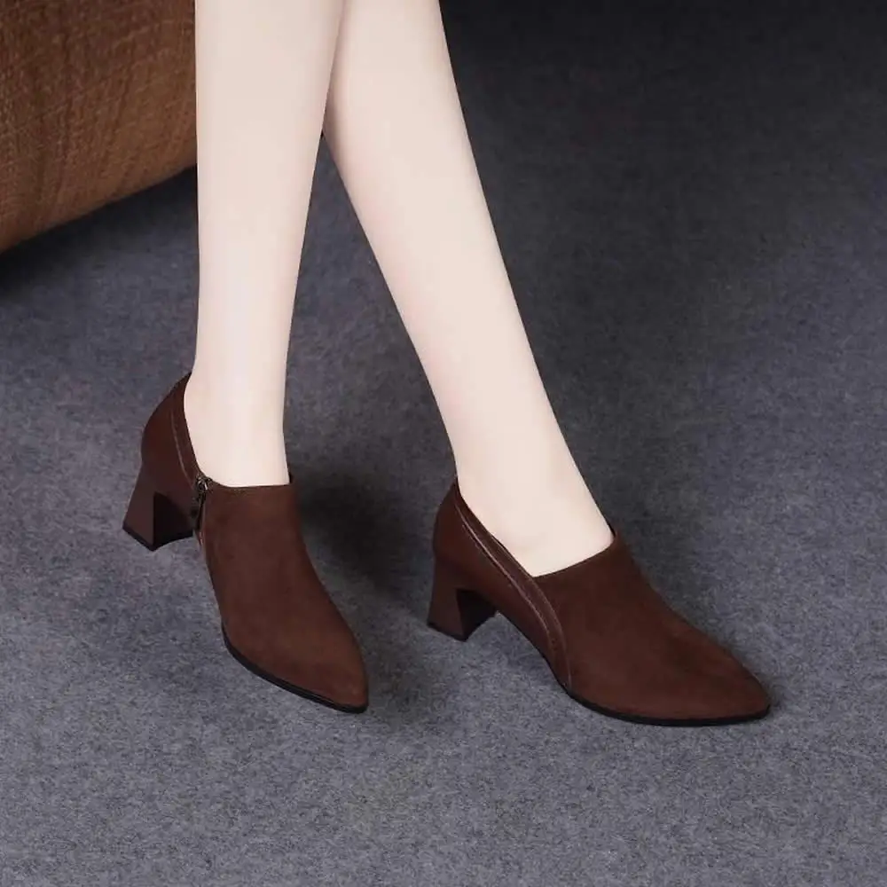 2025 أحذية أنيقة الإناث الجانب البريدي المرأة عالية الكعب رائجة البيع مكتب والوظيفي مضخات النساء أشار تو حذاء بكعب سميك أحذية النساء #4