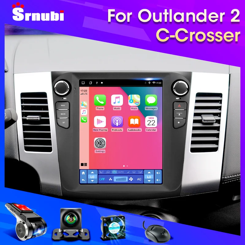 Srnubi Android 11.0 Car Radio For Mitsubishi Outlander 2 Citroen Crosser 2005-2013 Peugeot 4007 2Din Carplay Stereo Multimedia