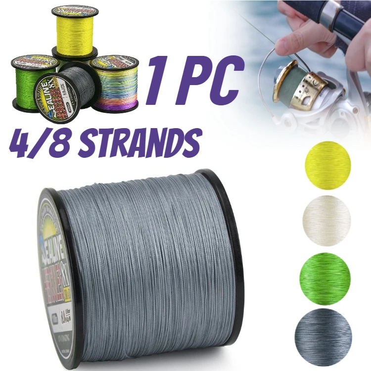 

1Pc 4/8 Strands Braided Fishing Line Strong Power Great Abrasion Resistance Thin Diameter No Stretch and High Sensitivity
