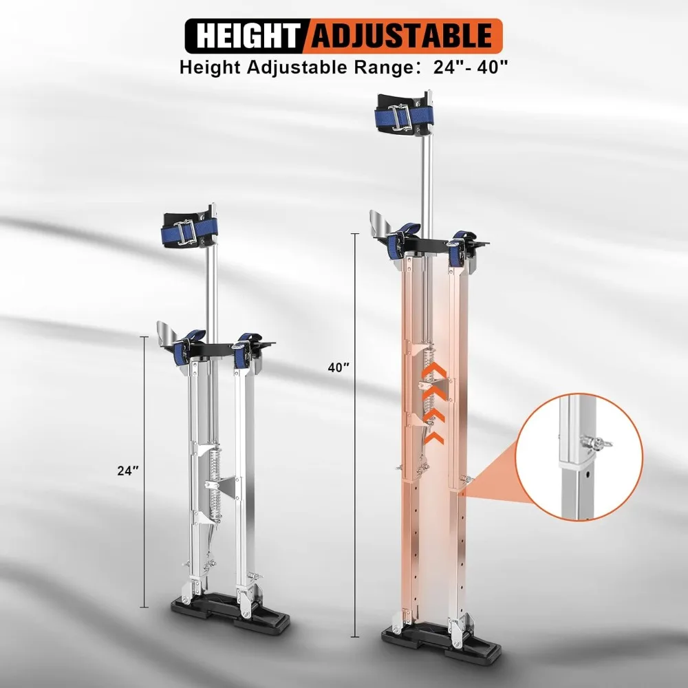 Drywall Stilts for Adults Height Adjustable Aluminum Work Stilts for Sheetrock Drop Ceiling Painting Exterior Wall