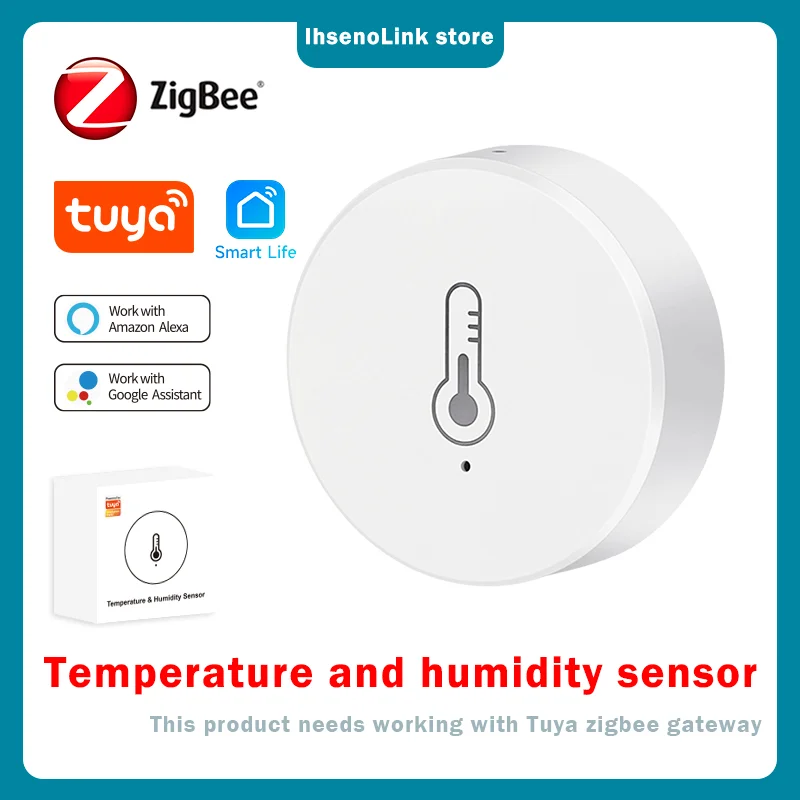 Tuya zigbee 3.0 sensor de temperatura e umidade monitor remoto por aplicativo smart life alimentado por bateria funciona com alexa google home