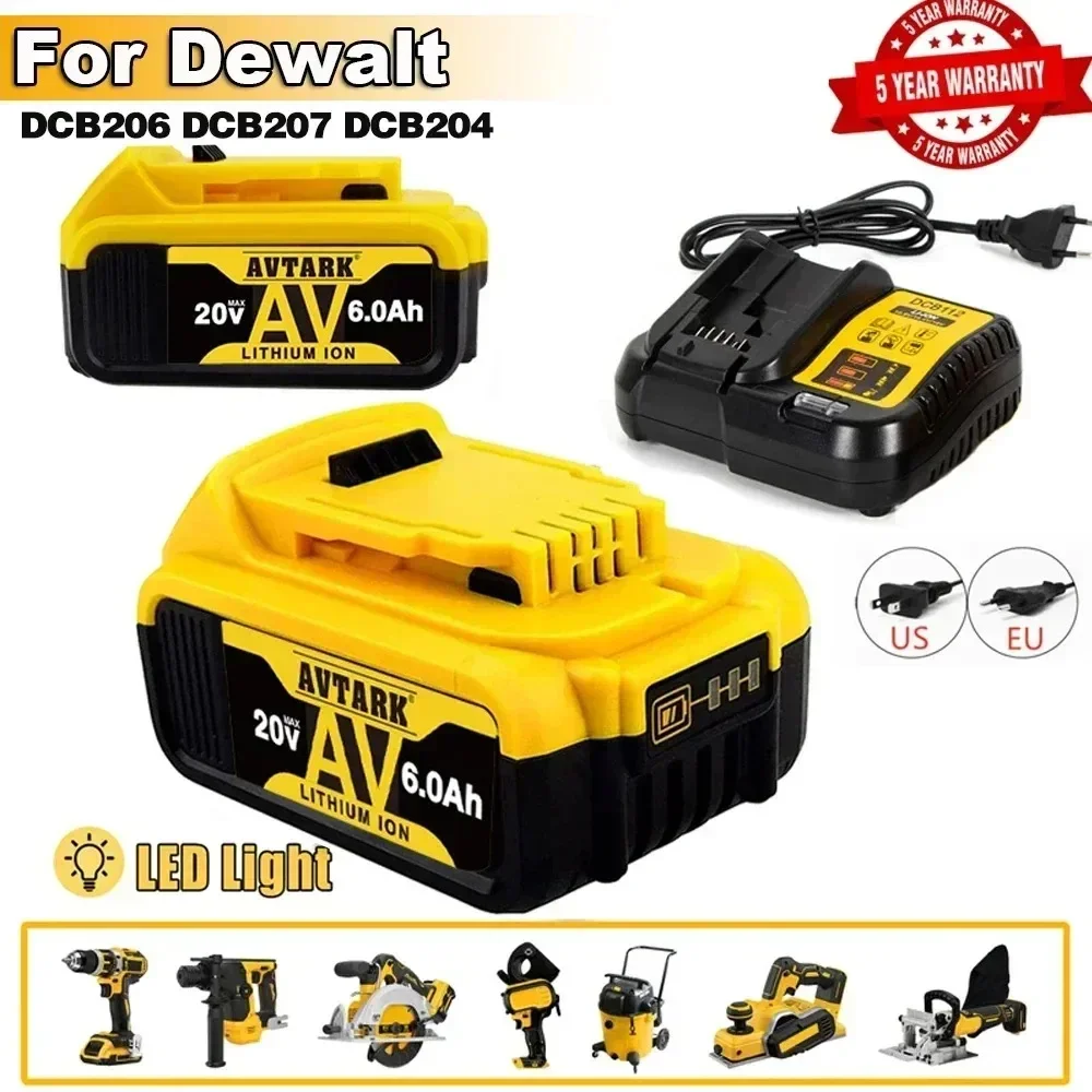 DCB200 20V Battery Compatible for Dewalt replace power Tools DCF887 DCG405 DCF880 DCD791 DCF922 Lithium battery 18V 20V 12Ah