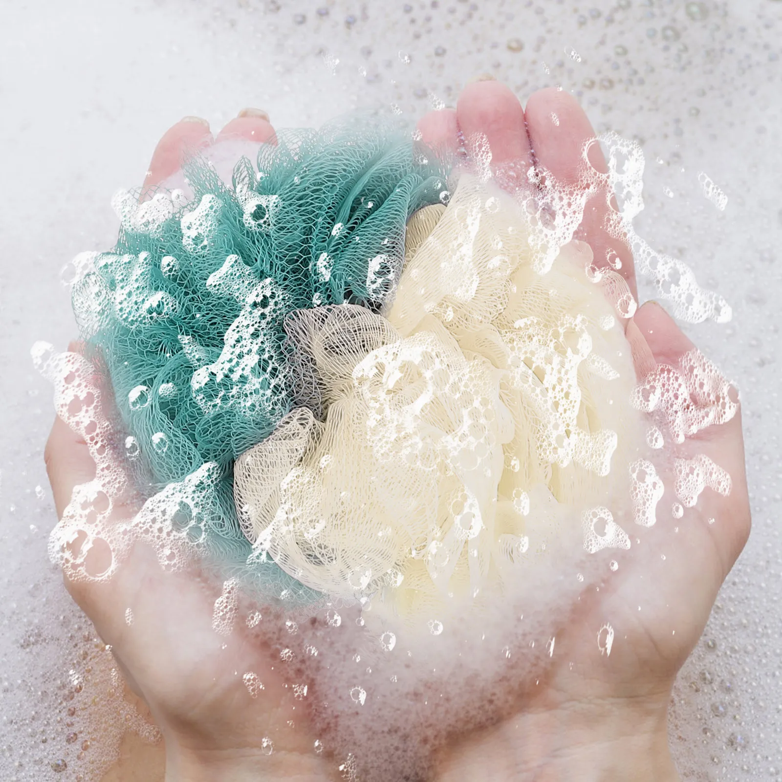 

4Pcs Long Handle Bath Brush Shower Back Scrubber Soft Mesh Foam Body Scrubber Mesh Shower Balls Bathroom Accessories