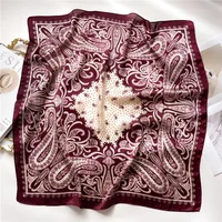 2025 New Paisley Print Square Scarf Soft Satin Silk-like Thin Neck Scarf Mature Style Bandana Sunscreen Headscarf For Women 5