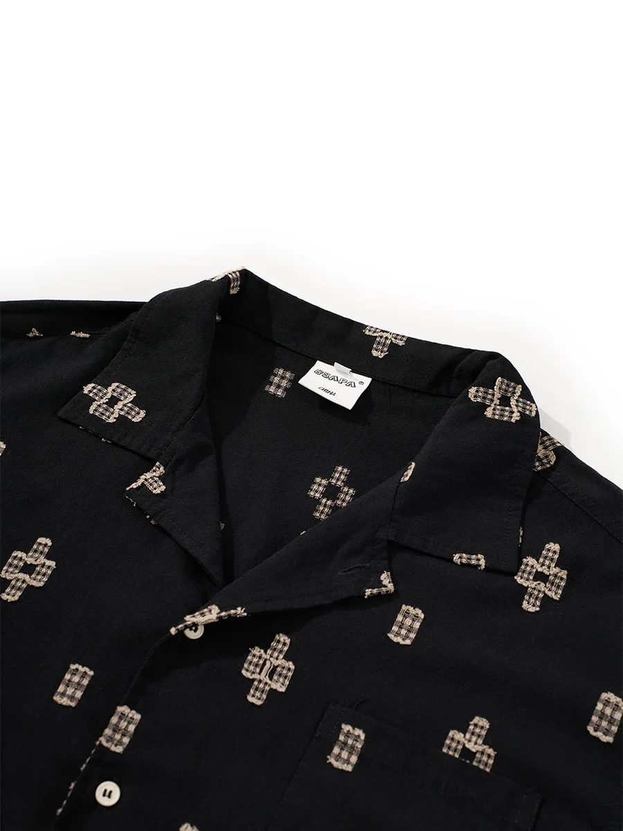 Original Ethnic Style Printed Lapel Shirt Men's Summer New Short-Sleeved Loose Casual Versatile Japanese Retro Tops