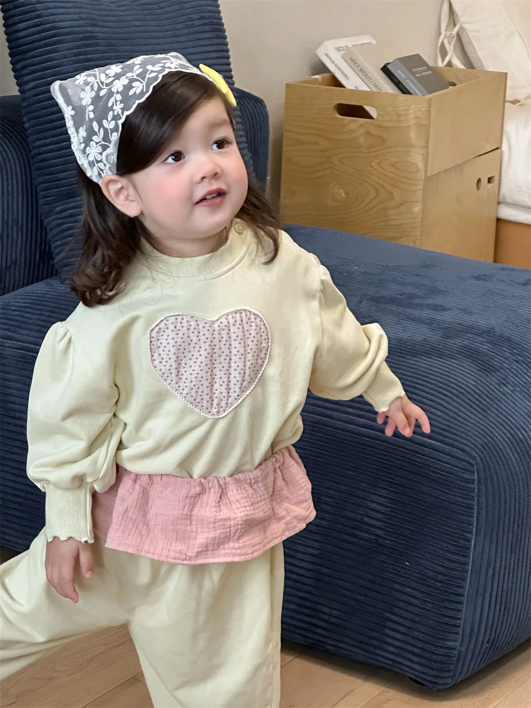 2025 Autumn New Baby Long Sleeve Clothes Set Infant Girl Sweet Heart Sweatshirt + Pants 2pcs Suit Cotton Toddler Casual Outfits