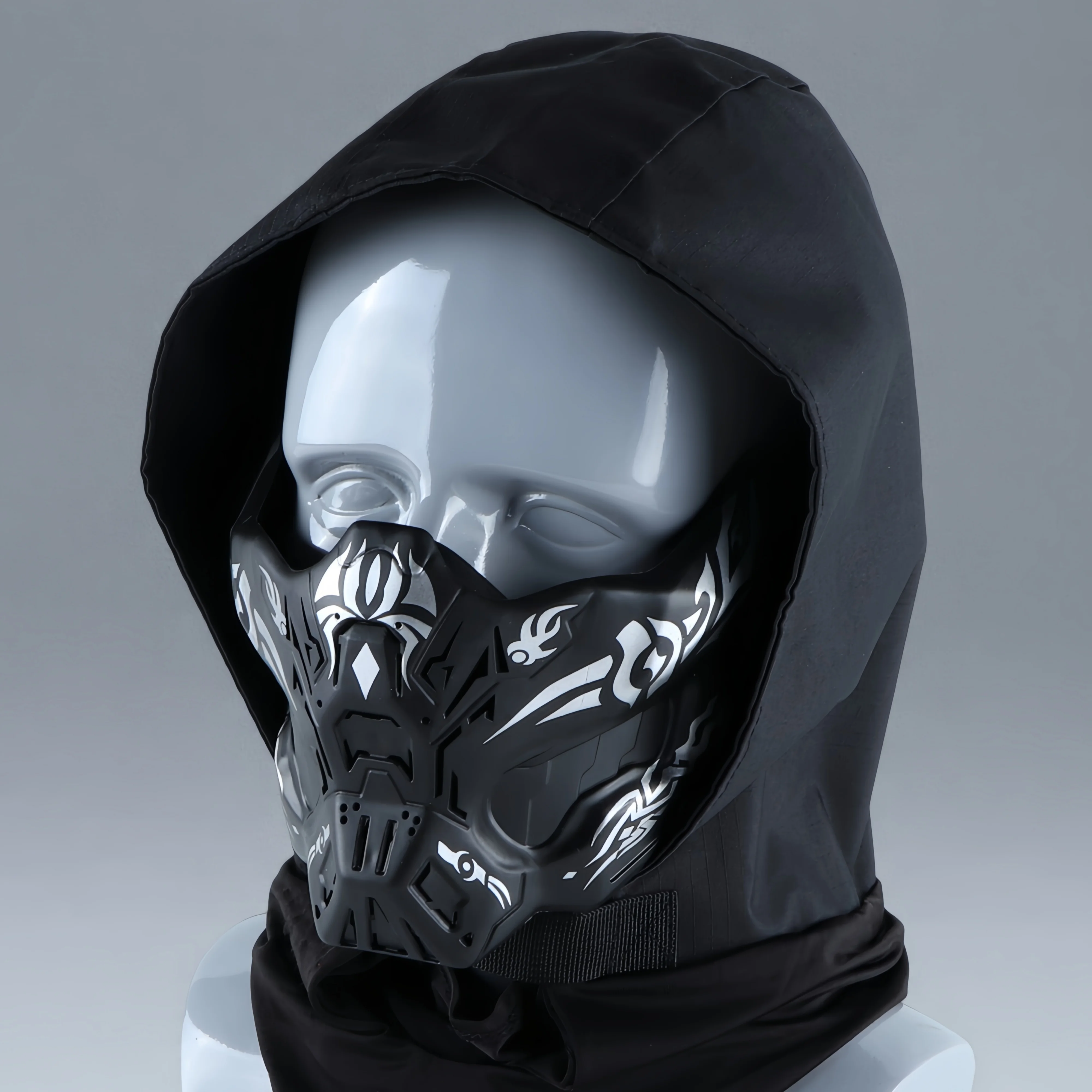 

Tactical Half Face Mask Balaclava Set TPE Anti-Shock Soft Breathable Black Hood for Airsoft CS Paintball Training Outdoor Sports