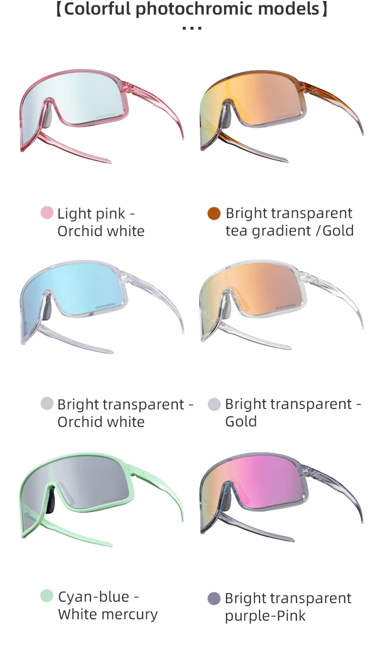 ROCKBROS rad brille leichte polarisierte photochrome brille UV400 sonnenschutz HD-Ansicht großer rahmen MTB fahrrad brille – Detail 13