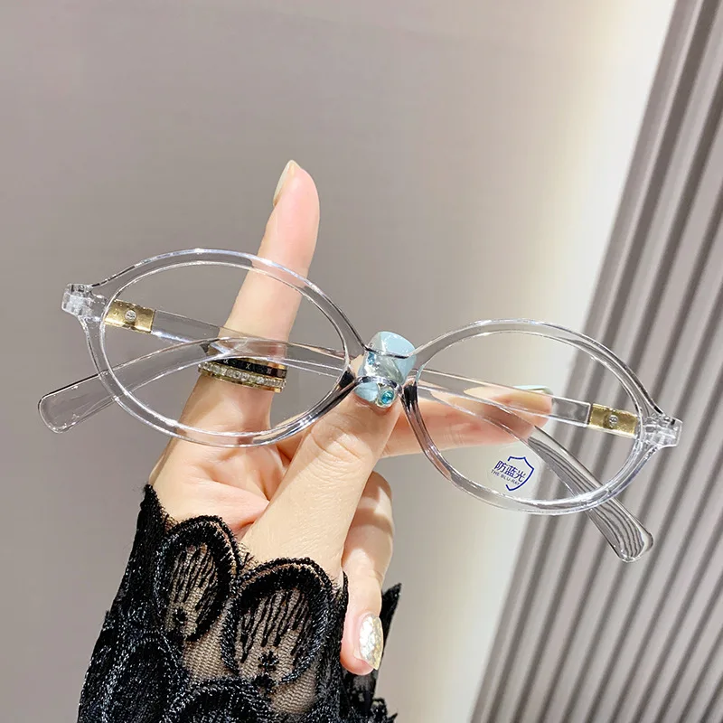 Vintage Oval Sunglasses NEW Women Luxury Brand Designer Small Anti Blue Light Glasses Retro Fashion Leopard Eyegalsses 904519