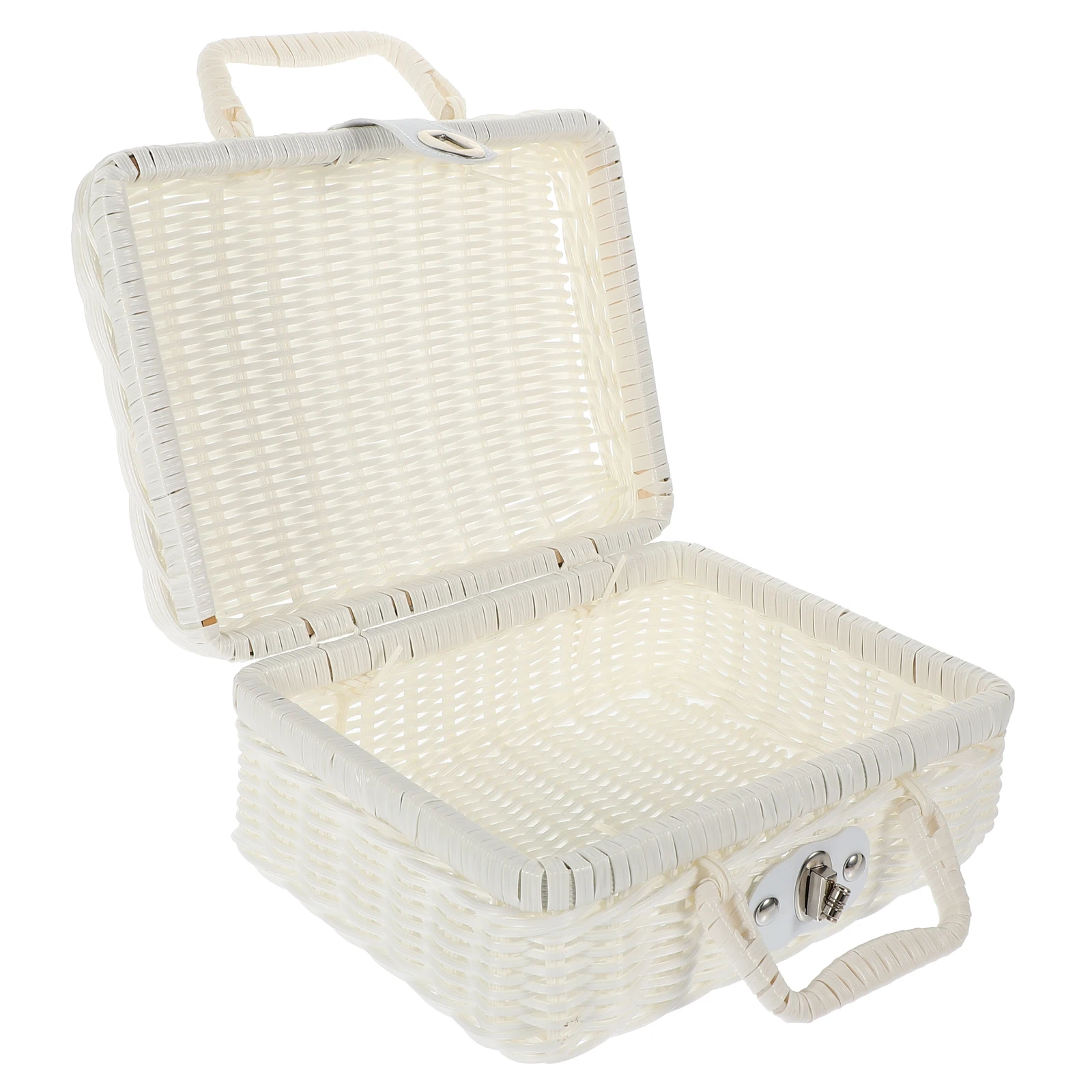 

Imitation Rattan Picnic Basket 22X17X11CM Blue Vintage Storage Box Woven PP Case Retro H woven Baskets for Wedding