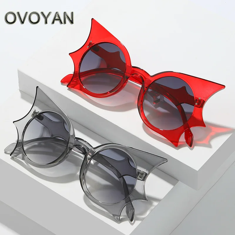 

OVOYAN 2023 Butterfly Punk Sunglasses Women Desinger Luxury Brand Eyewear Women Funny Vintage Glasses Women Lentes De Sol Mujer