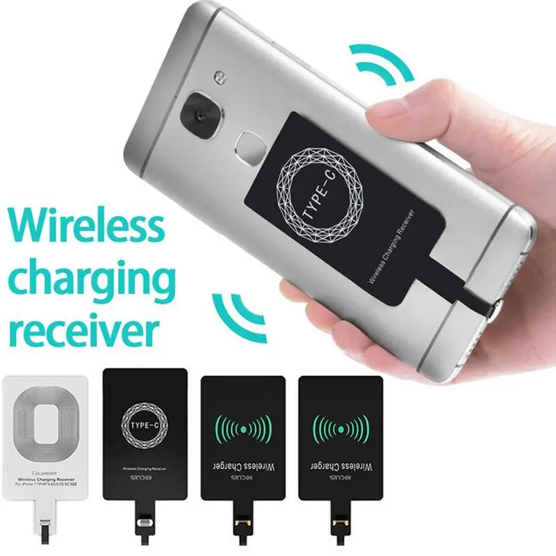 Type C Wireless Charging Receiver Type C MicroUSB LightningSupport Fast Wireless Charging Adapter For Samsung For Huawei