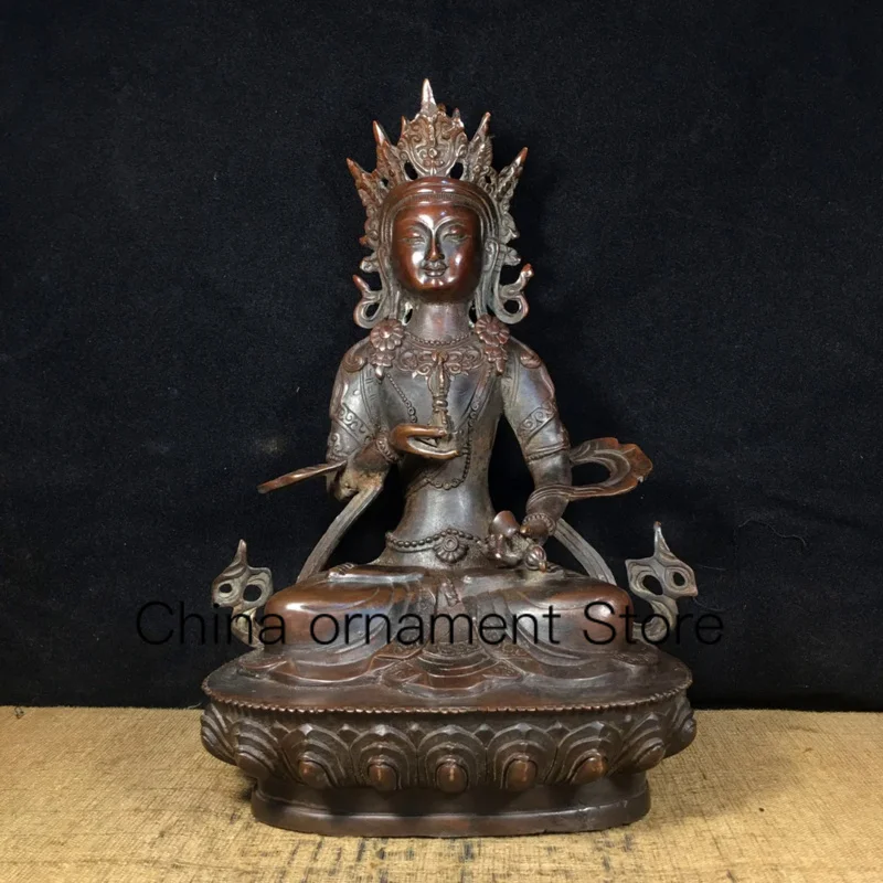 

28.5cm Tibetan Old Red Copper Buddha Articles Vajrasattva Tara Statue Ornament