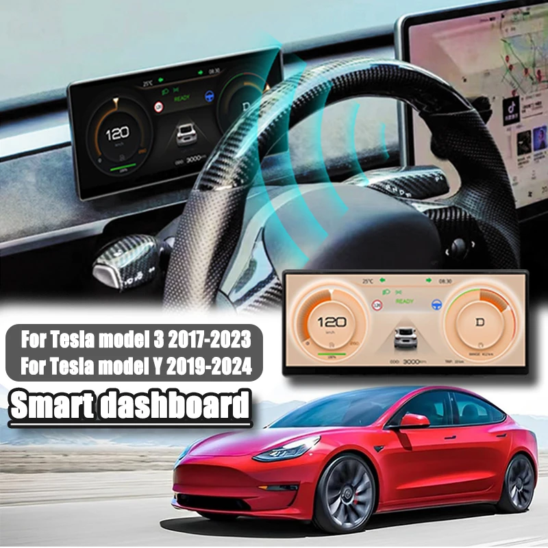 9 Inch Front Touch Screen Smart Dashboard HUD Head-Up LCD HD Display Control Music/Map for Tesla Model 3 Model Y 2017-2023