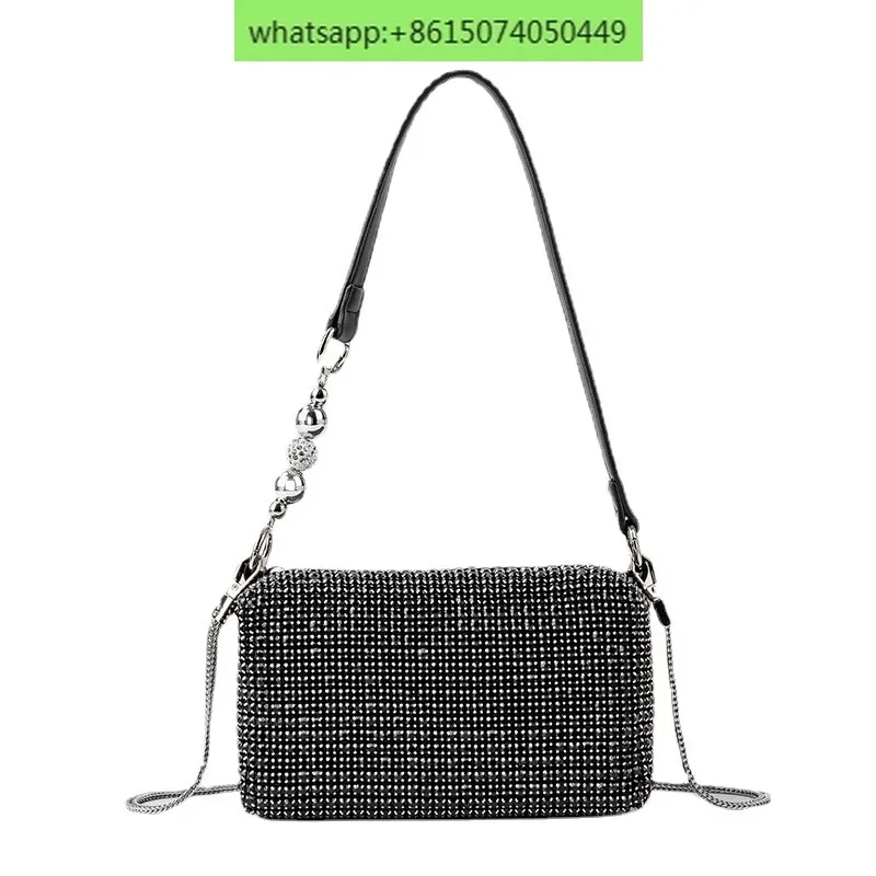 Rhinestone pillow bag women's fashion handmade one-shoulder diagonal bag full of diamond underarm bag