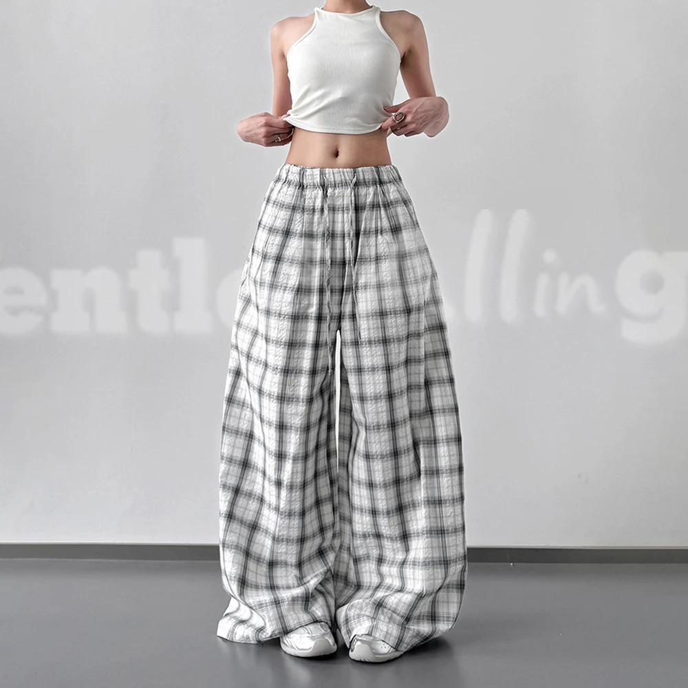

Women Pants Plaid Women's Loose Fit Pants for Daily Casual Wear Wide Leg Comfortable Trousers Customize