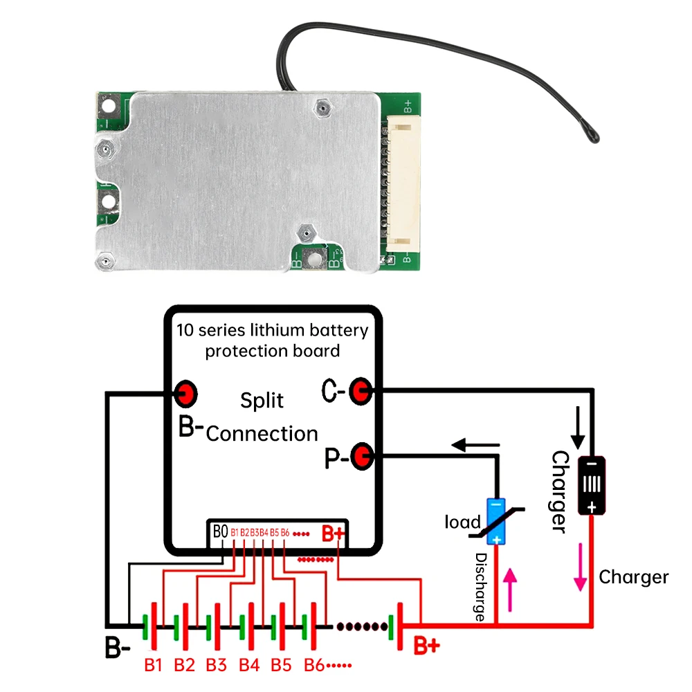 10S 36V 30A Li-ion Protection Board Same Port Split Port with Equalization Battery Protection Board BMS for Electric Vehicle