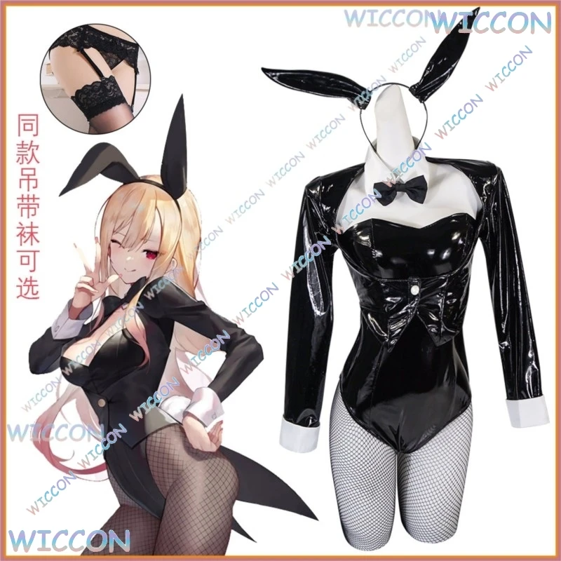 

Anime MyDre ssUpDarling Marin Kitagawa Bunny Girl Cosplay Costume Pink Black Outfit Ears Tail Stockings Game Character Halloween