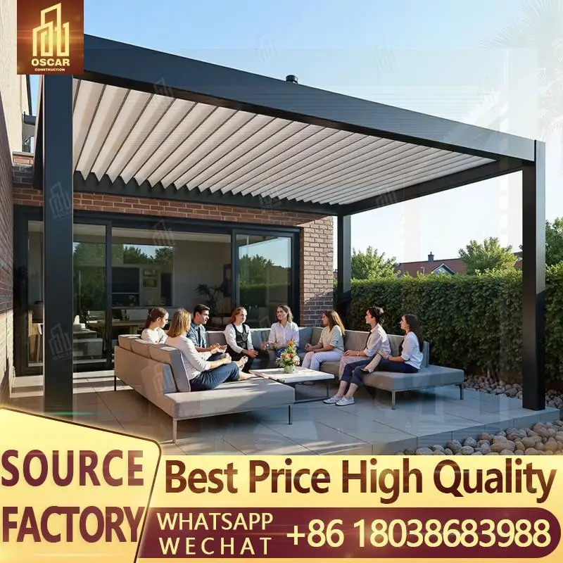 

6X6M Waterproof Markise Plastic Wood Pergola Shade Shelter for Garden Patio Outdoor pergola