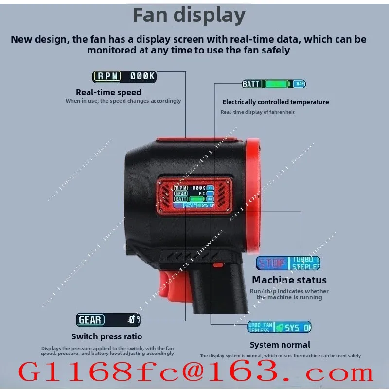 Wind Power 3KG Display Screen 70 Handheld Turbine Fan for Car Washing, Water Blowing, Snow Blowing, Tree Leaf Artifact