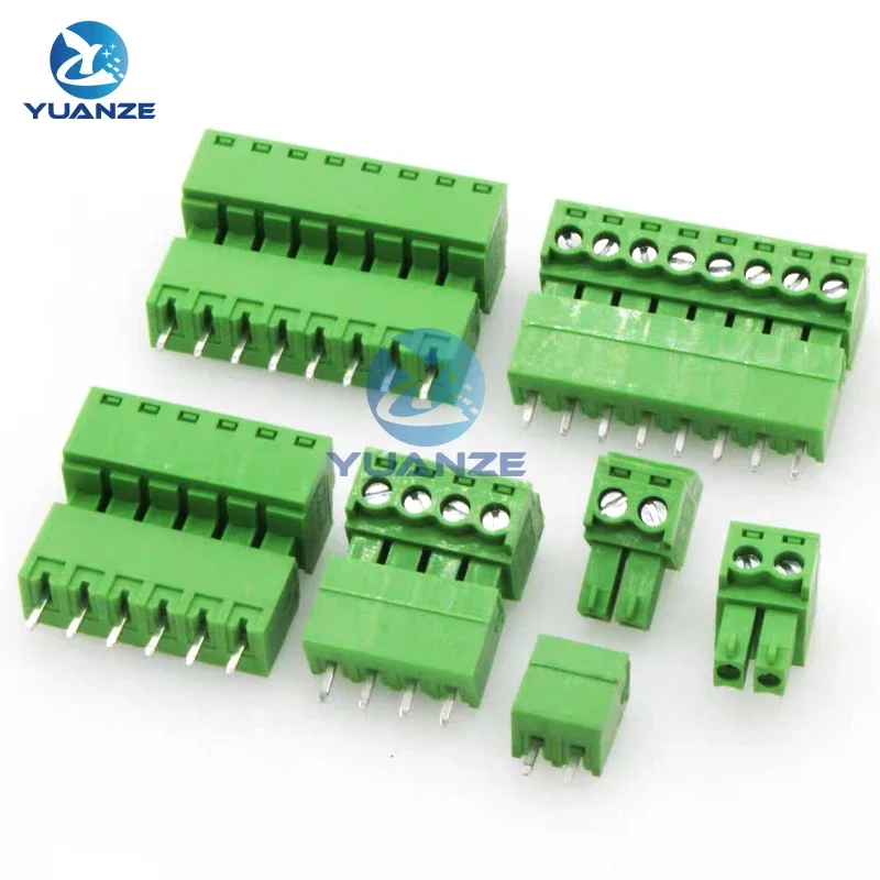 10 Pair 15EDG 3.5mm Plug-in Terminal Block Straight Pin PCB Screw Terminal Connectors 2/3/4/5/6/7/8/9/10P KF15EDG-3.5 Green