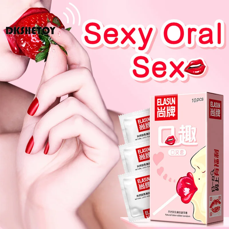 Elasun 10/12pcs Oral Sex Condoms Flavored Designed Blowjob Adult Supplies Ultra Thin Condoms Fruit No Oil Sex Toys For Couples