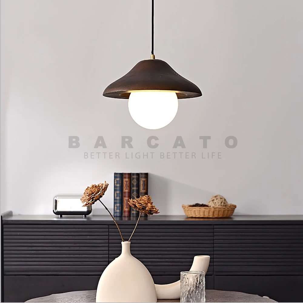 Wooden Pendant Lights for Dining Room Kitchen Restaurant Bar Hanging Chandelier Straw Hat Home Decor Lighting Fixtures AC85-265V