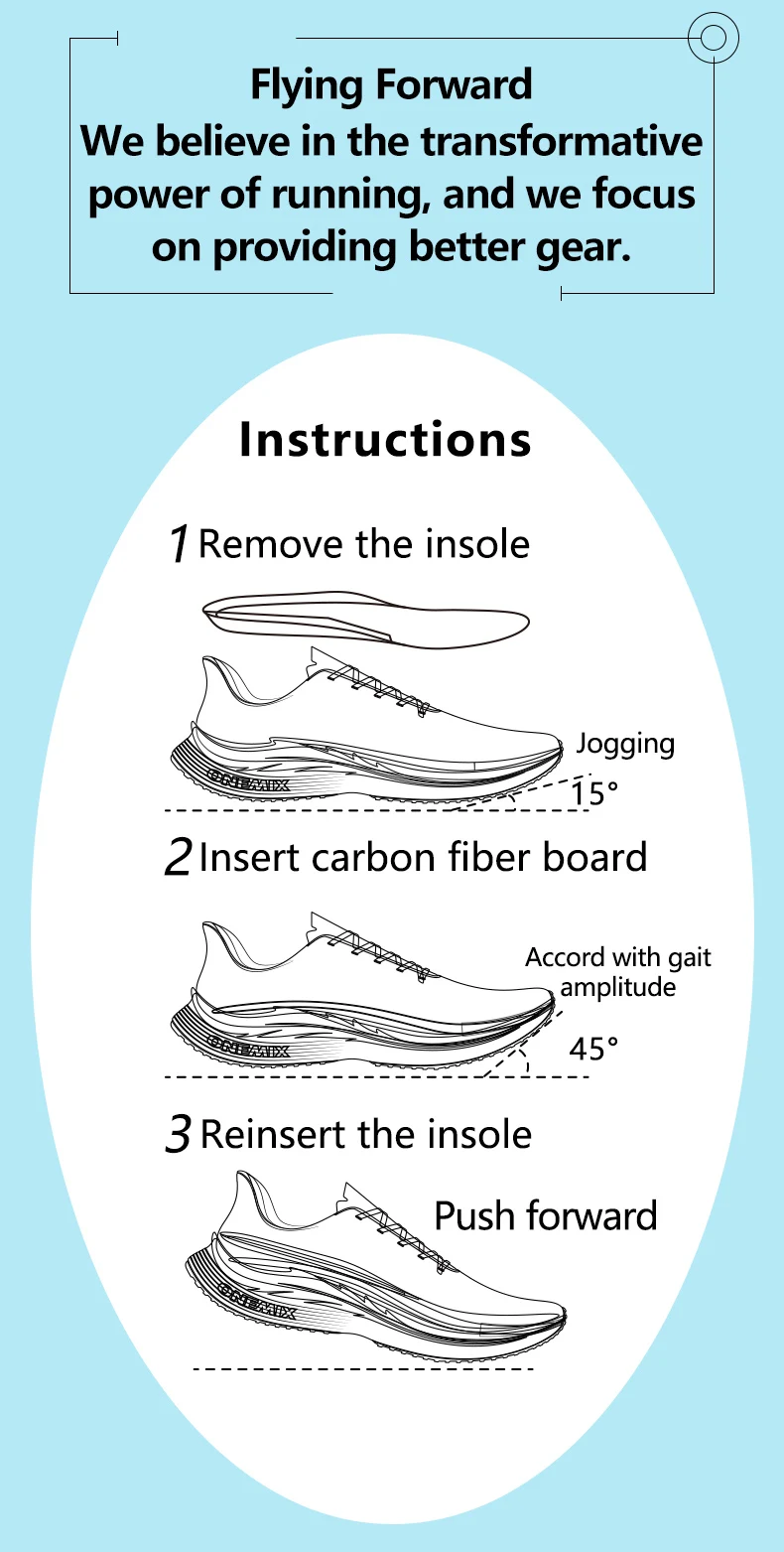 ONEMIX Marathon Training Running Shoes Special Carbon Plate 45 ° Forward Tilt to Improve Speed Students Test Competitive Running