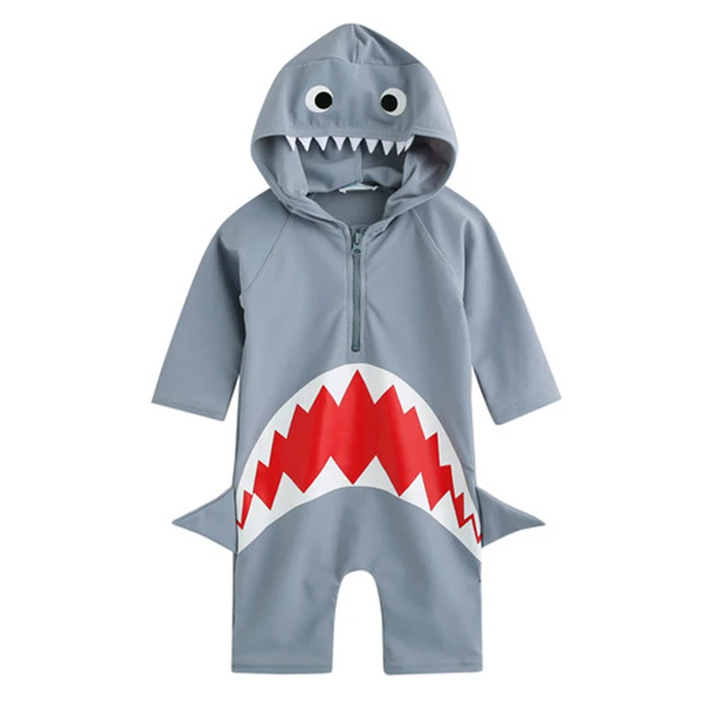1-3Y Baby Boys One Piece Bathing Suit 4-7Y Child Kids Hoodie Swimwear Swimsuit Long Sleeve Sunscreen Penguin Style Beach Wear