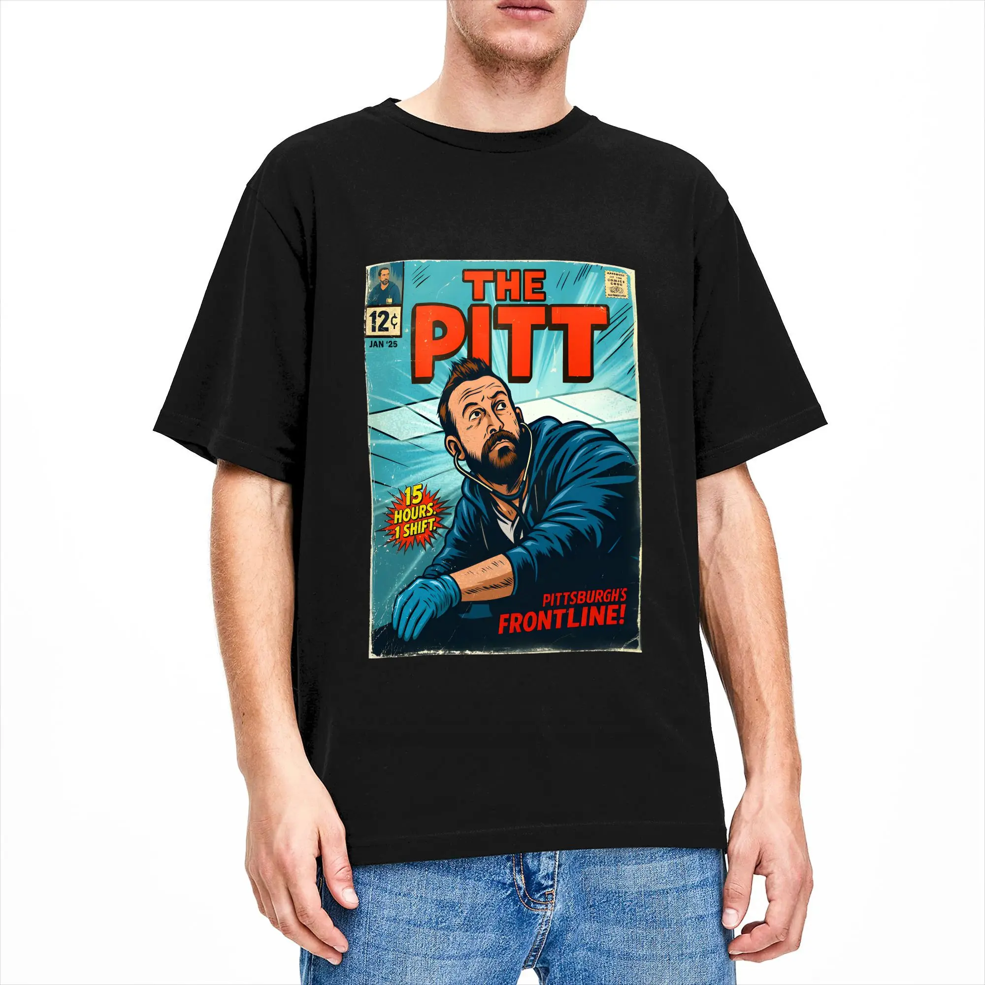 Men's TV Series The Pitt T Shirts  Pure Cotton Clothing Casual Short Sleeve Round Collar Tees Plus Size T-Shirts