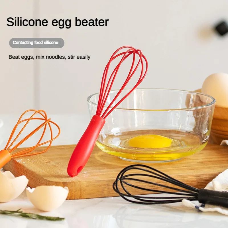 1PCs silicone small size egg beater manual cream egg small stirring rod mini egg-whisk baking tool