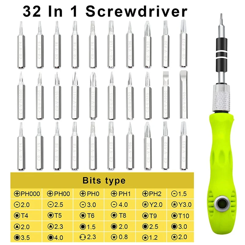 Imagem -03 - Ferramenta de Reparo 32 em Conjunto de Chave de Fenda de Precisão Mini Kit de Bits de Chave de Fenda Magnética Telefone Móvel Ipad Câmera Manutenção Cazaviti