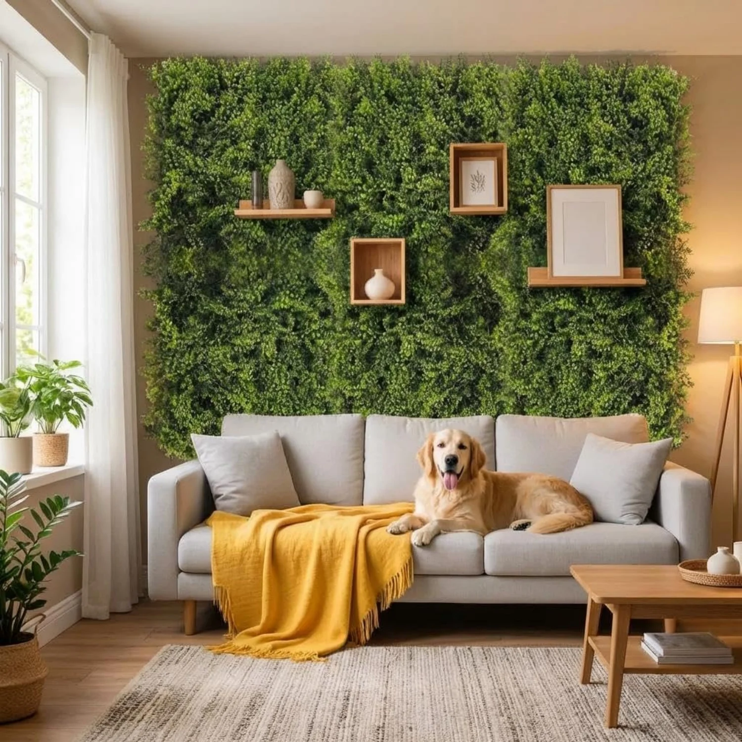 Image of Blickdichte Kunstpflanzenwand 50x50 cm | Für Garten, Balkon & Wohnzimmer – Wetterfest & Montagefertig
