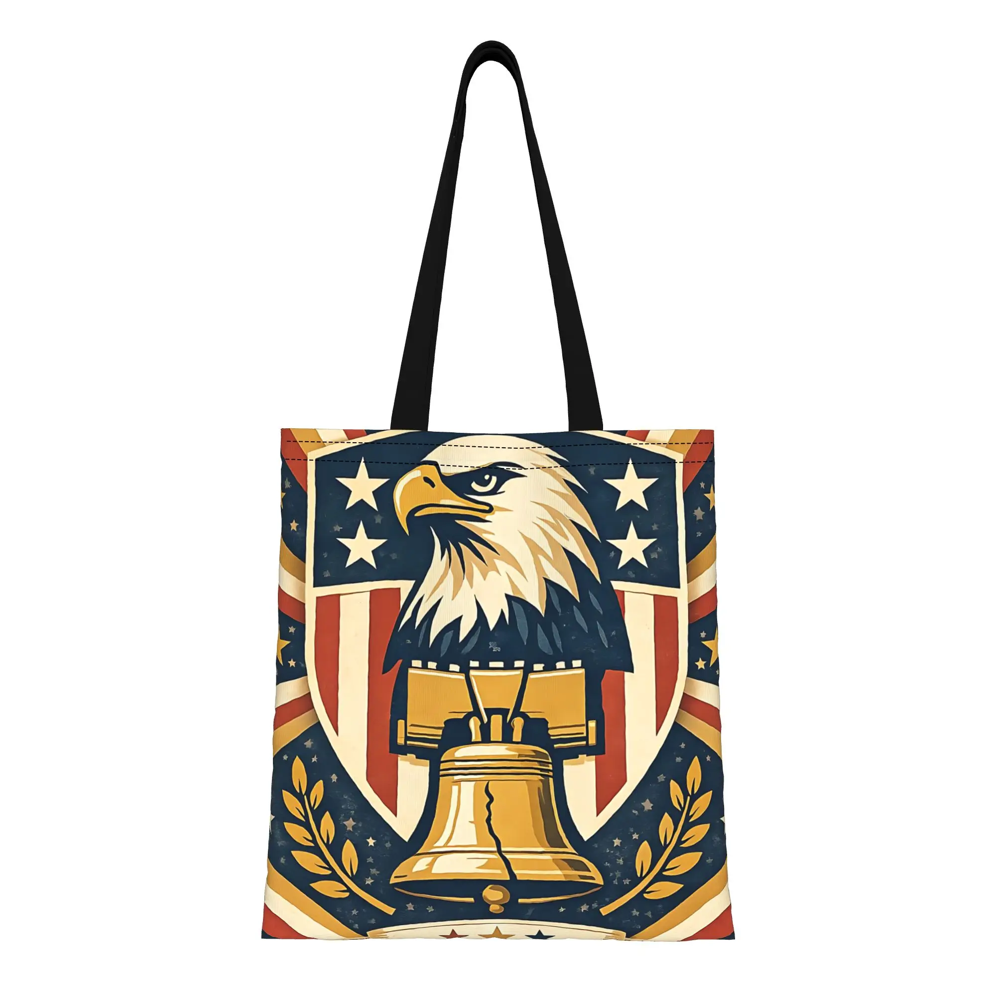 

1 шт. Холщовая сумка-тоут «Америка 250 и далее» без застежек, пригодная для ручной стирки, из прочного холста, посвященная полувековью юбилею США