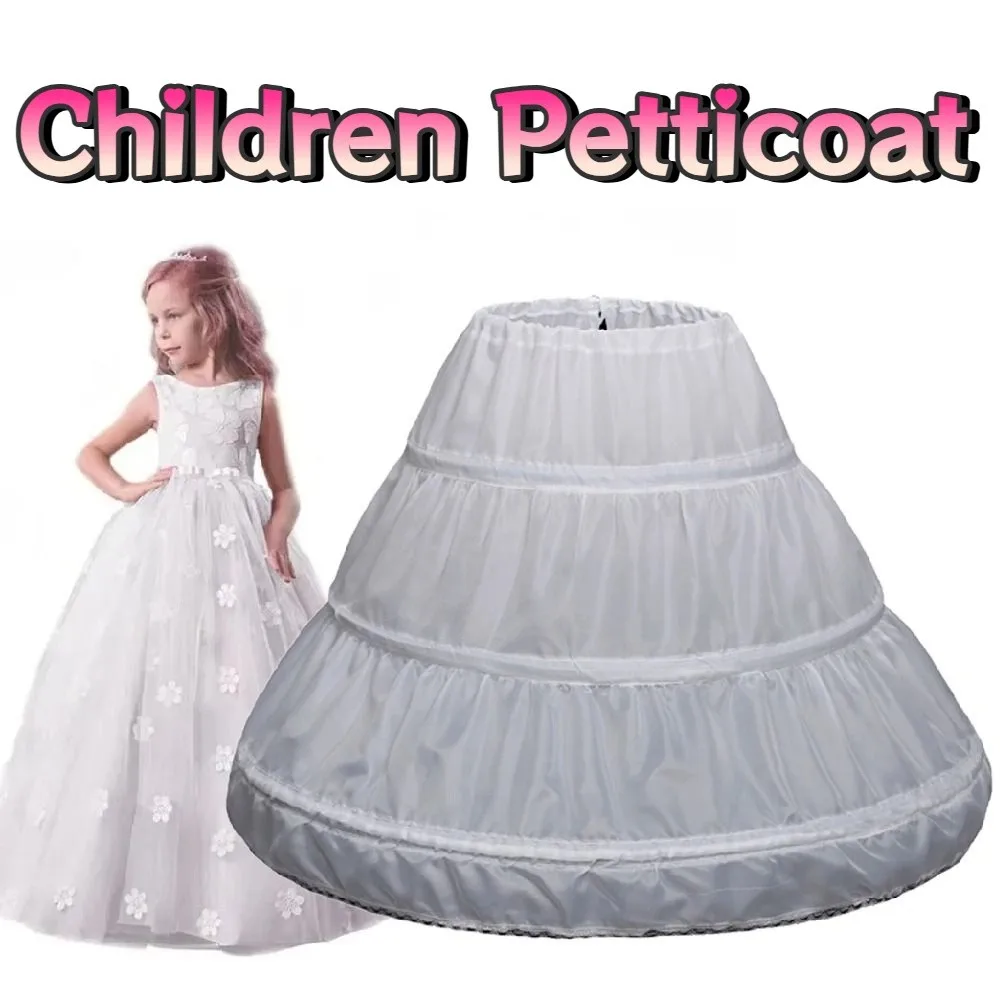 

Simple Lace Children Petticoat 3 Hoops One Layer Lolita Petticoat White Breathable Bride Wedding Dress Lining Ball Gown