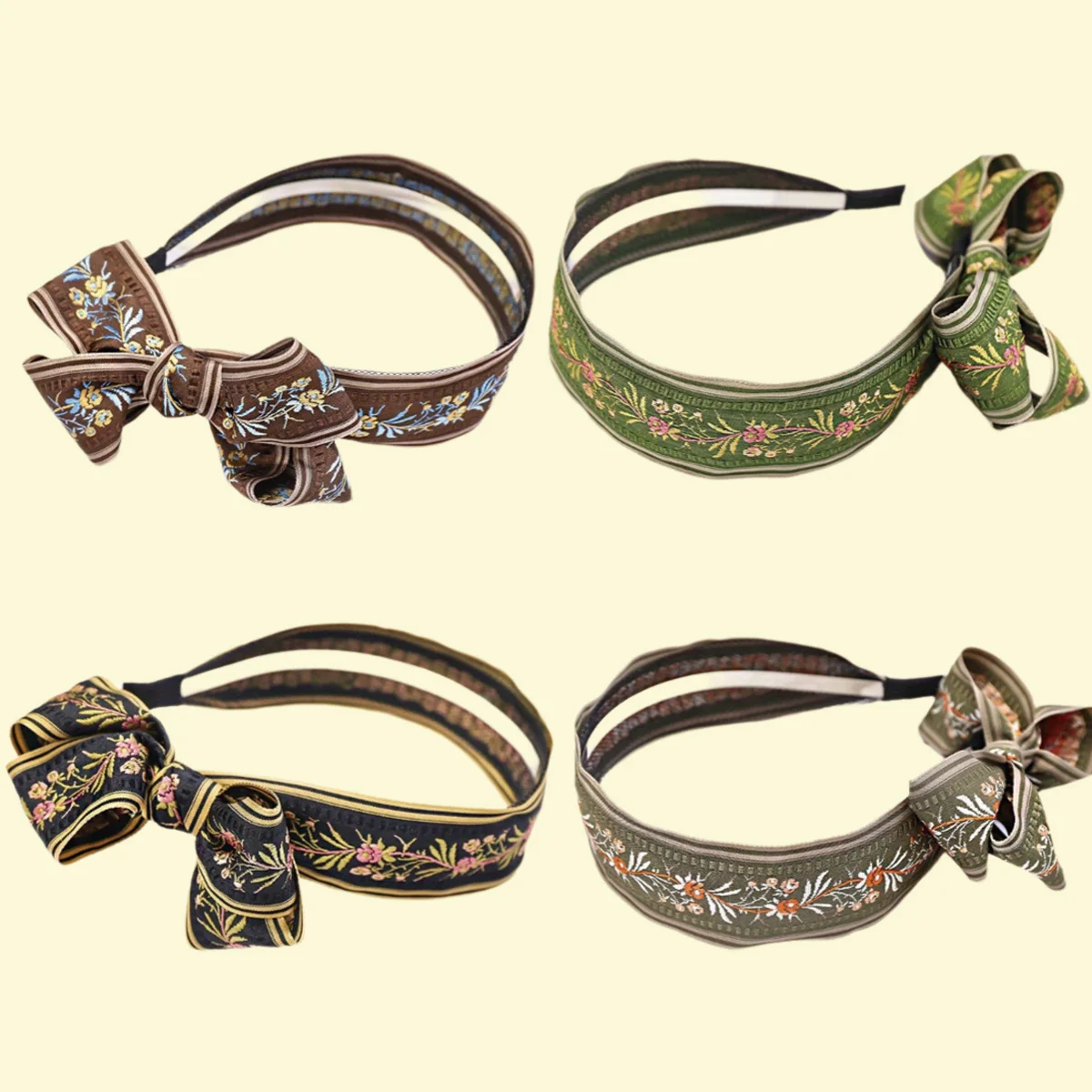 

Classic Floral Embroidery Hair Bands Wide Edge Sweet Hair Clips Suitable Daily Wear Retro Elegant Bohemian Style Hair Accessory