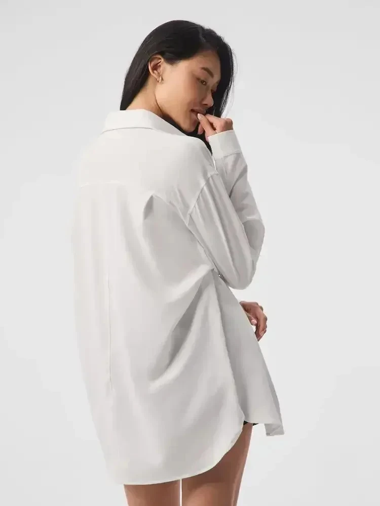 

Fashion Women Blouses Casual Ladies Shirts Womens Blouses Tops Casual Long Sleeve Loose Fit Button Cotton Blouse White Shirt