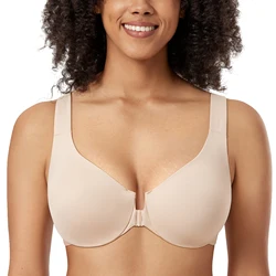 Women's Comfort Underwire Full Coverage Non-Foam Racerback Front Closure Bra