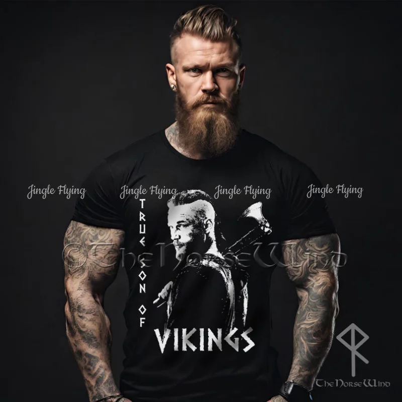 Camiseta Ragnar Lothbrok, camiseta True Son Of Vikings Axe, regalo vikingo para hombre, camiseta de motociclista, mitología nórdica, todas las tallas S 5XL