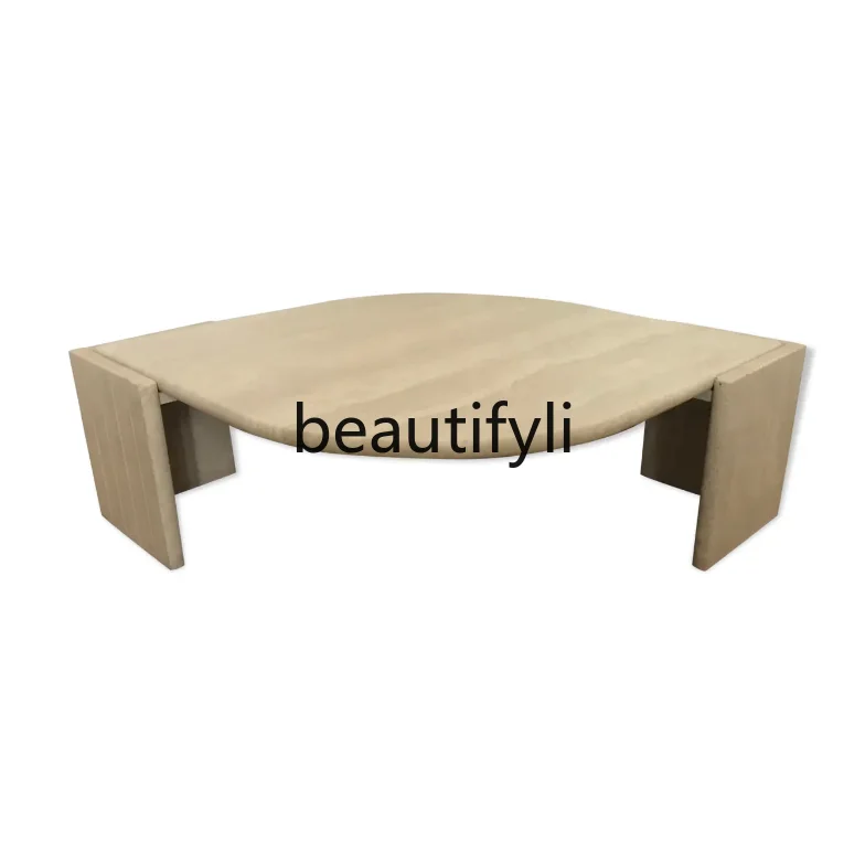 Retro travertine coffee table natural material stone table old coffee table