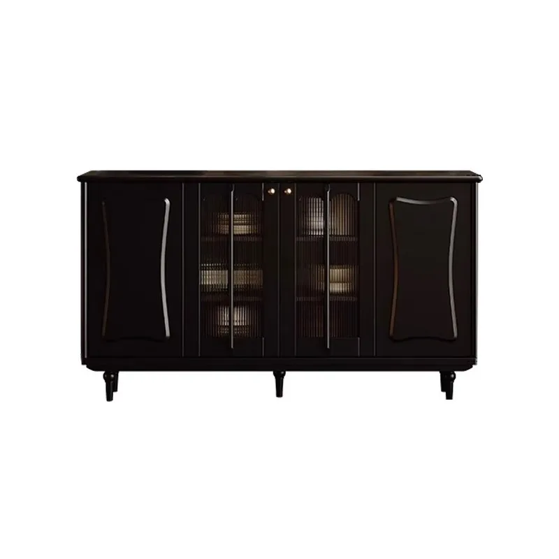 

American retro restaurant solid wood side cabinet light luxury medieval home against the wall black home