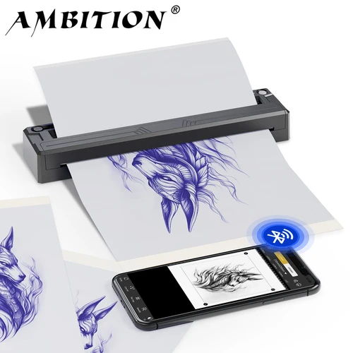 Imagen 1 del producto Impresora de Tatuajes Térmica Portátil Inalámbrica Ambition G2 HD, Impresora sin Tinta con Batería de 1500 mAh, Bluetooth, USB, para Teléfono y PC