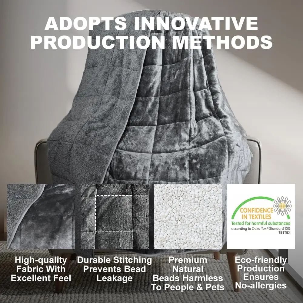 بطانية مرجحة بوزن 15 رطلًا مقاس 60 × 80 بوصة، صوف رقيق مريح وقابل للغسل ودافئ ثقيل لسرير الملكة الكامل للشتاء